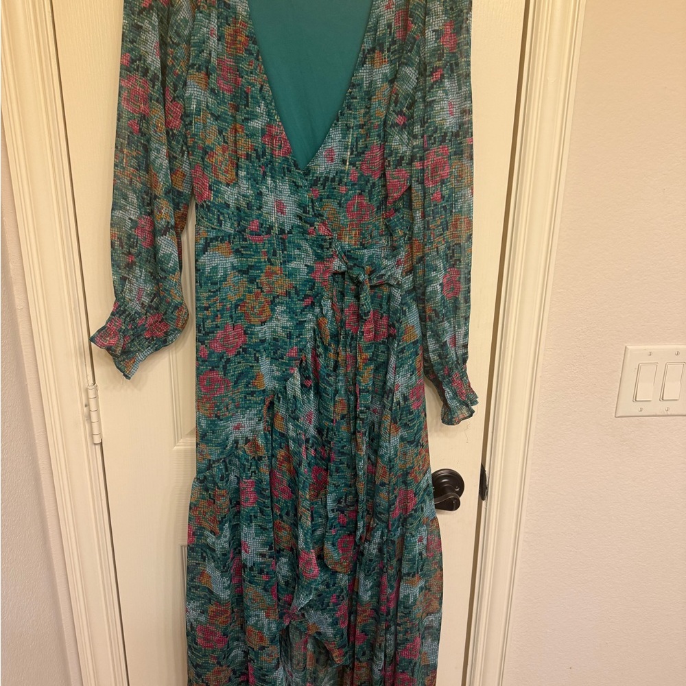 Floral Teal and Pink Maxi Dress